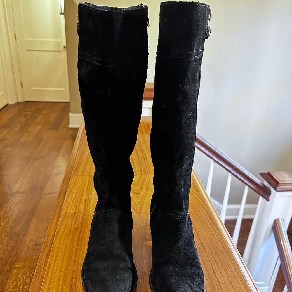 Born Poly Black Distressed Suede Leather Riding Boot